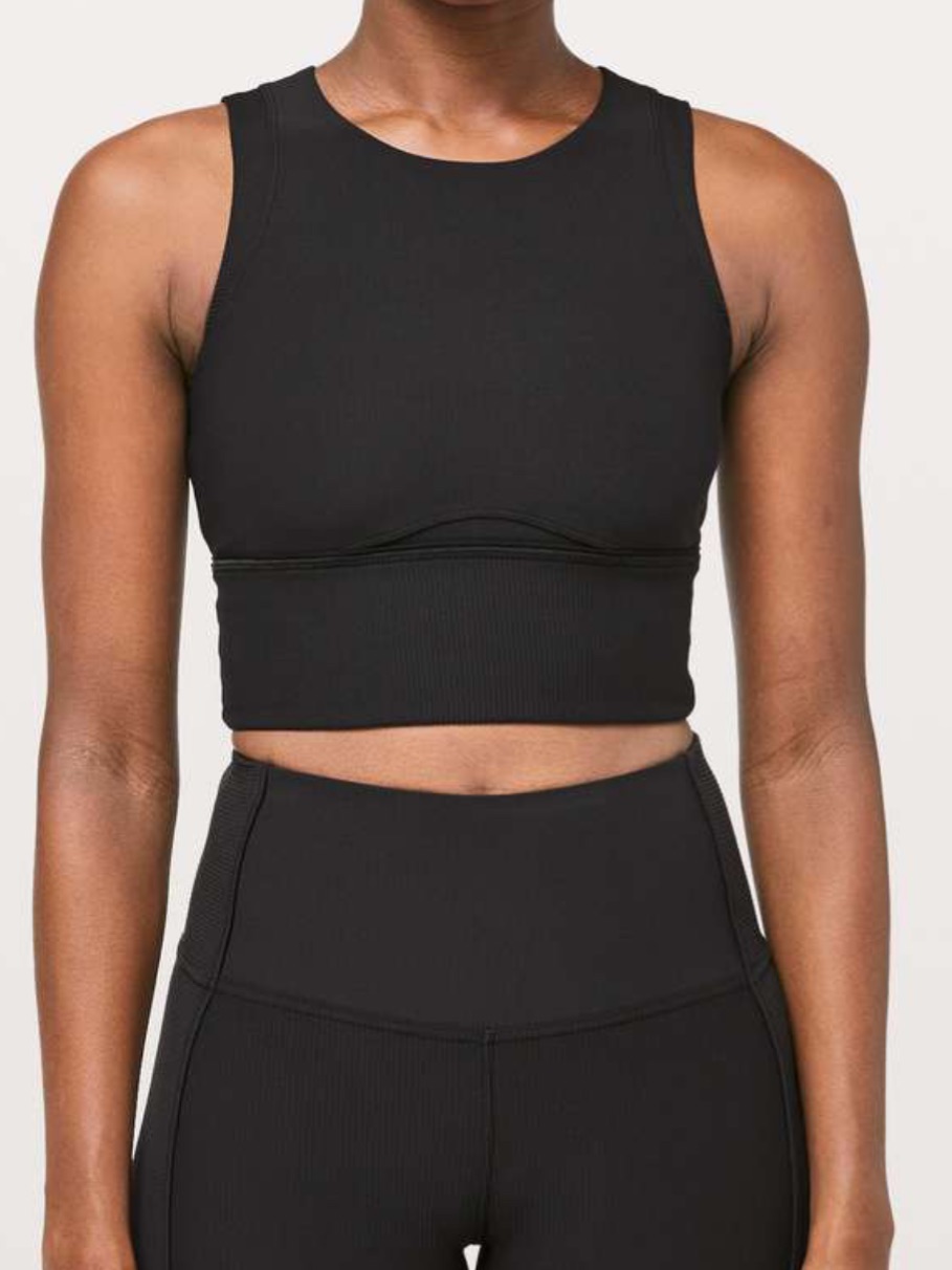 Lululemon Black Kick Serve Bra Texture Womens 4
